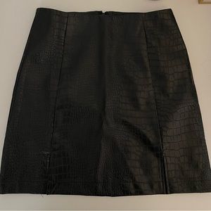Francesca’s Black Snakeprint Mini Skirt